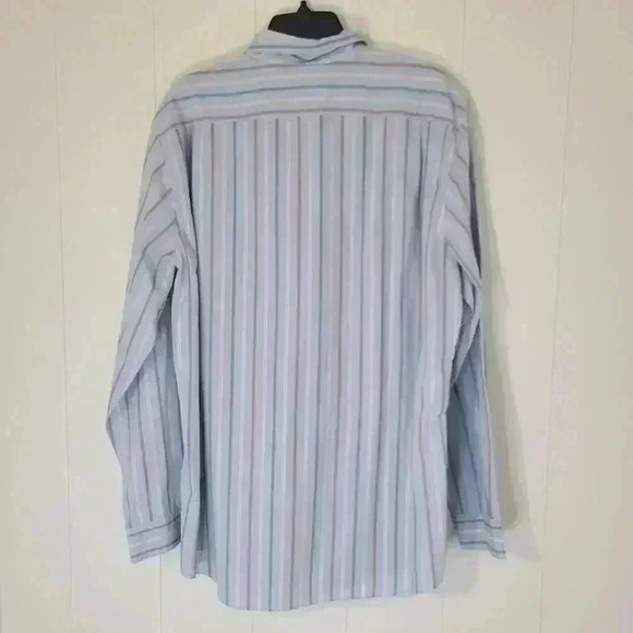 L.L.Bean Mens Blue Stripe Long Sleeve Button Down Shirt Trim Fit Size Large - Picture 7 of 7